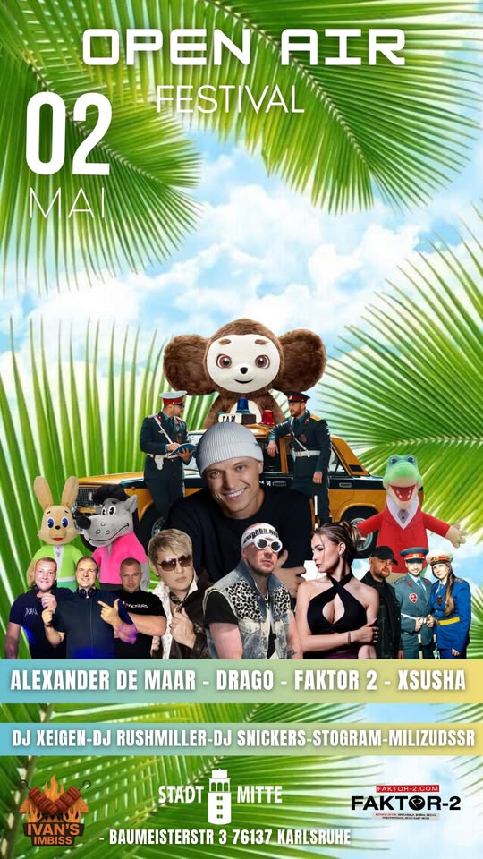 Open Air mit Alexander de Maar, Faktor 2, XSUSHA & Afterparty 